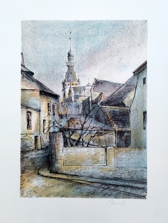 Sládek Jan Miroslav – Kladno, původní barevná litografie, ca 1970