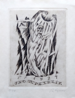 Rudolf Lipus – P.F. 1924 Ing. B. Petrlik, původní dřevoryt, 1923