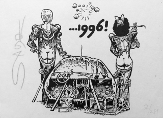Saudek Kája – P. F. 1996, oboustranný tisk na papíře, 1995