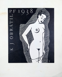 – Burka Antonín – PF 1938, K J Obrátil, dřevoryt, 1937