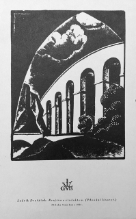 Dvořáček Ludvík – Krajina s viaduktem, původní linoryt, 1926