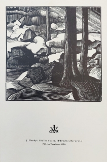 Hrubý Josef – Skalka v lese, dřevoryt, 1926