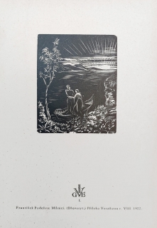 Podešva František – Milenci, dřevoryt, 1922