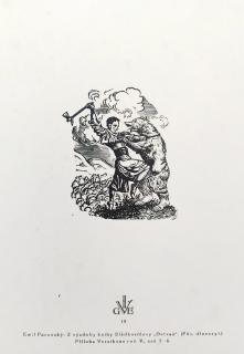 Pacovský Emil – Detvan, dřevoryt, 1919