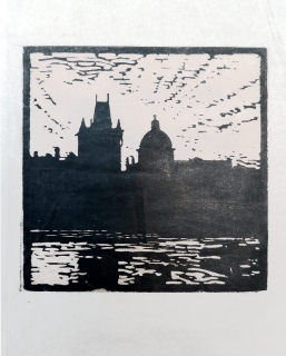 Praha – neurčený autor, dřevoryt, ca 1925