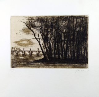 Janíčková Eva – Krajina s mostem, lept, ca 1985