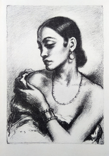 Stretti Viktor – Malajka, litografie, algrafie, ca 1950