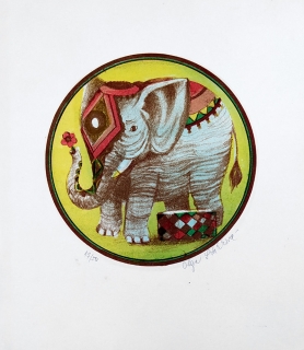 Stárková Olga – Slon, litografie, ca 1980