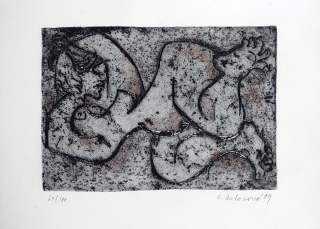 Antonová Alena – Ležící akt, lept, 2009