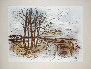 Sedláček Vojtěch – Podzimní krajina, litografie, 1952