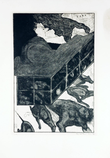 Vejražková Eva – Bez názvu, lept a akvatinta, 1982