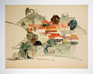 Havlík Jan – Krajina Jižních Čech, akvarel 1974