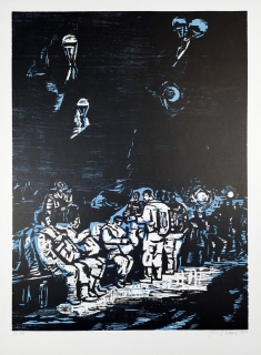 Nemec Jozef – Výsadkáři, dřevořez, 1965