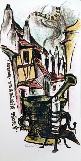 Knobloch Bohuslav – Ex libris MUDr. Vladimír Tichý, barevná litografie, nedatováno