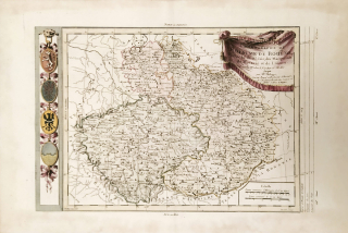 Čechy, Morava, Slezsko a Lužice – Etienne André Philippe de Pretot, staře kolorovaný původní mědiryt, 1787