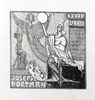 Váchal Josef – Ex libris Josef Portman, původní dřevoryt, 1914