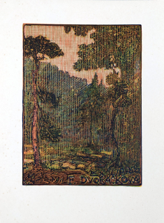 Váchal Josef – Ex libris F. Dvořáčková, původní barevný dřevoryt, nedatováno