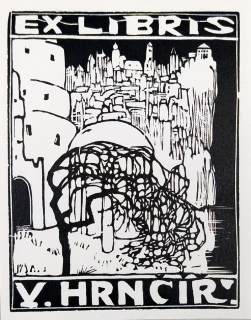 Váchal Josef – Ex libris V. Hrnčíř, původní dřevoryt, 1912