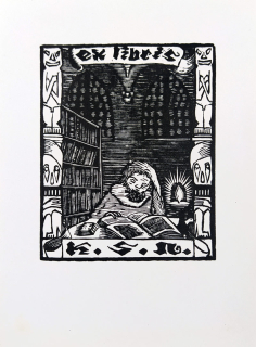 Váchal Josef – Ex libris K. S. N., původní dřevoryt, 1911