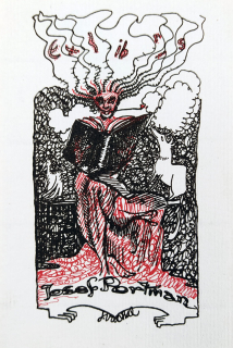 Váchal Josef – Ex libris Josef Portman, původní barevný dřevoryt, 1920