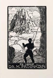 Váchal Josef – Ex libris Dr. K. Procházka, původní dřevoryt, 1924