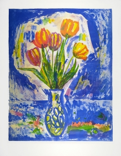 Krcal Jaroslav – Kytice, tulipány, litografie, nedatováno