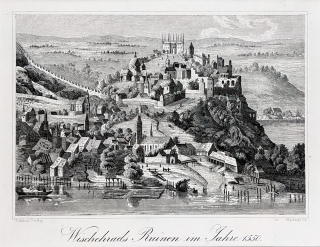 Praha – Vyšehrad, J. Wopalenský, C. W. Medau, původní litografie, 1853