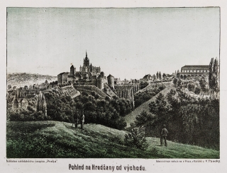 Praha – Pražský hrad a Hradčany, původní barevná litografie, ca 1868