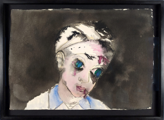 Bolf Josef – Chlapec, ze série Obličeje / Faces, akvarel, tuš, kvaš, 2008