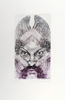 Kulhánek Oldřich – Autoportrét II., původní barevný lept, 1984