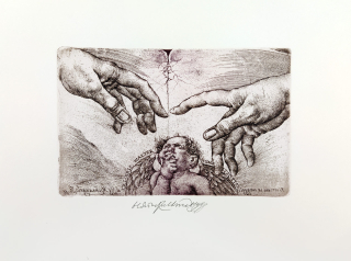 Kulhánek Oldřich – Ex libris Walter Humplstötter, původní barevný lept, 1988