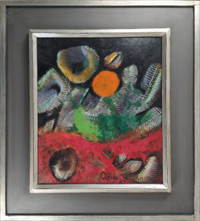Janeček Ota – Krajina mechů, olej, kombinovaná technika, 1987