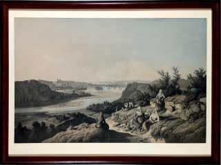 Praha – Pohled z Podolí, Výroční prémie Krasoumné jednoty, původní litografie, 1856