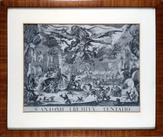 Baur J. C. podle Callot Jacques – Vidění sv. Antonína, původní mědiryt s leptem, ca 1650