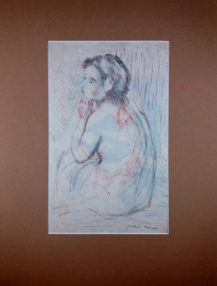 Nowak Willi – Dívčí akt, původní barevná litografie, ca 1930