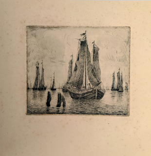 Honsa Jan – Bárky v přístavu amsterodamském, suchá jehla, 1912
