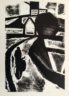 Chudomel Jaroslav – Za městem, linoryt, 1964