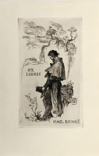 Vodrážka Jaroslav – Ex libris Emil Beneš, původní lept, nedatováno