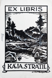 Votruba Jaroslav – Ex libris Kája Stratil, kresba perem, ca 1930