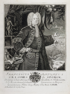 Portrét hraběte Františka Antonína Šporka – Ant. Birkhardt, pův. mědiryt, 1735