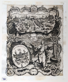 Liberec – celkový pohled, Zittauisches Tage–Buch, původní mědiryt, 1774