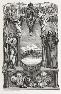 Praha – pohled přes řeku Vltavu, C. W. Medau, původní litografie, ca 1850