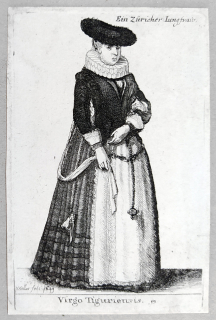 Hollar Václav – Virgo Tiguriensis. Ein Züricher Jungfrau, Parthey 1865, původní lept 1649
