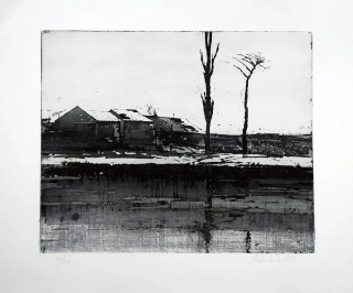 Čepelák Ladislav – Zimní motiv, původní akvatinta, 1976