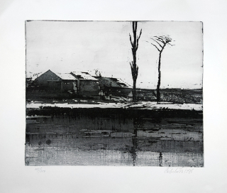 Čepelák Ladislav – Zimní motiv, původní akvatinta, 1976