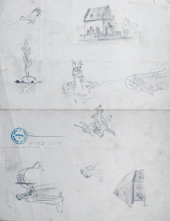 Šaloun Ladislav Jan – přípravné studie, kresba tužkou, ca 1940