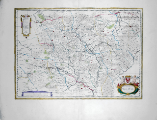 Morava – Komenského mapa Moravy, Johannes Janssonius, Moses Pitt, staře kolorovaný původní mědiryt, 1643