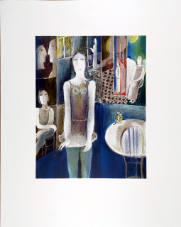 Husáriková Jindra – Očekávání, barevná litografie, 2008