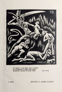 Duša Ferdiš – Božská komedie, původní dřevoryt, 1921