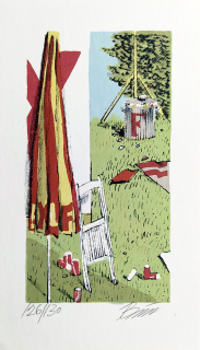Bím Tomáš – Na plovárně, původní litografie, ca 1980